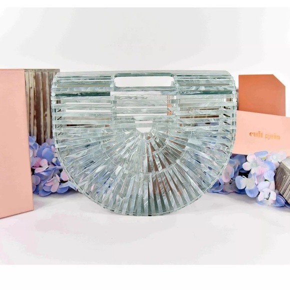EASTER SALE! Cult Gaia 🔥 Blue Ark Mini Handbag Purse Box Clutch Top Handle Bag - Picture 2 of 10